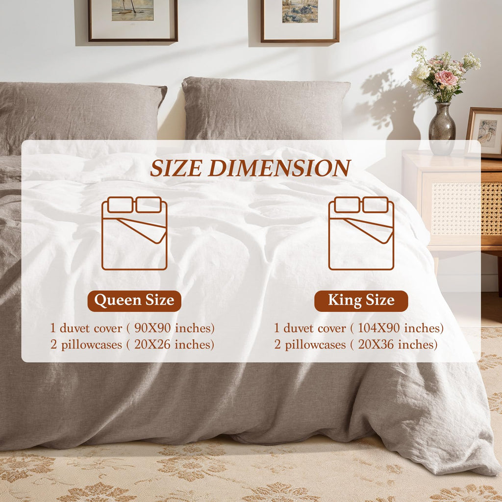 100% Pure Linen Duvet Cover Set 3 Pcs Soft Comforter Cover Sets