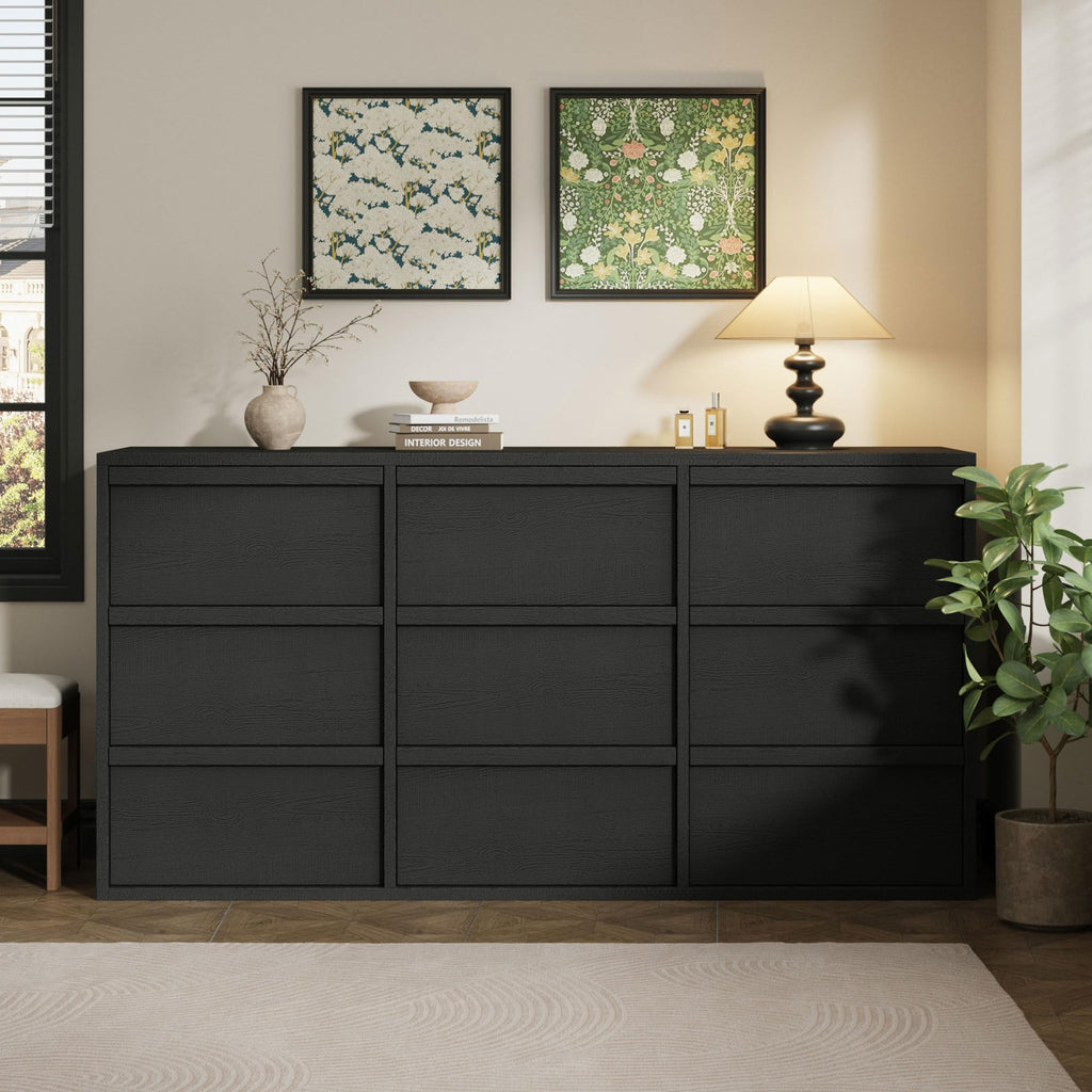 9 Drawer Dresser, 59" Wide Modern Dressers & Chest of Drawers with Large Storage, Wooden Dresser Organizer Closet