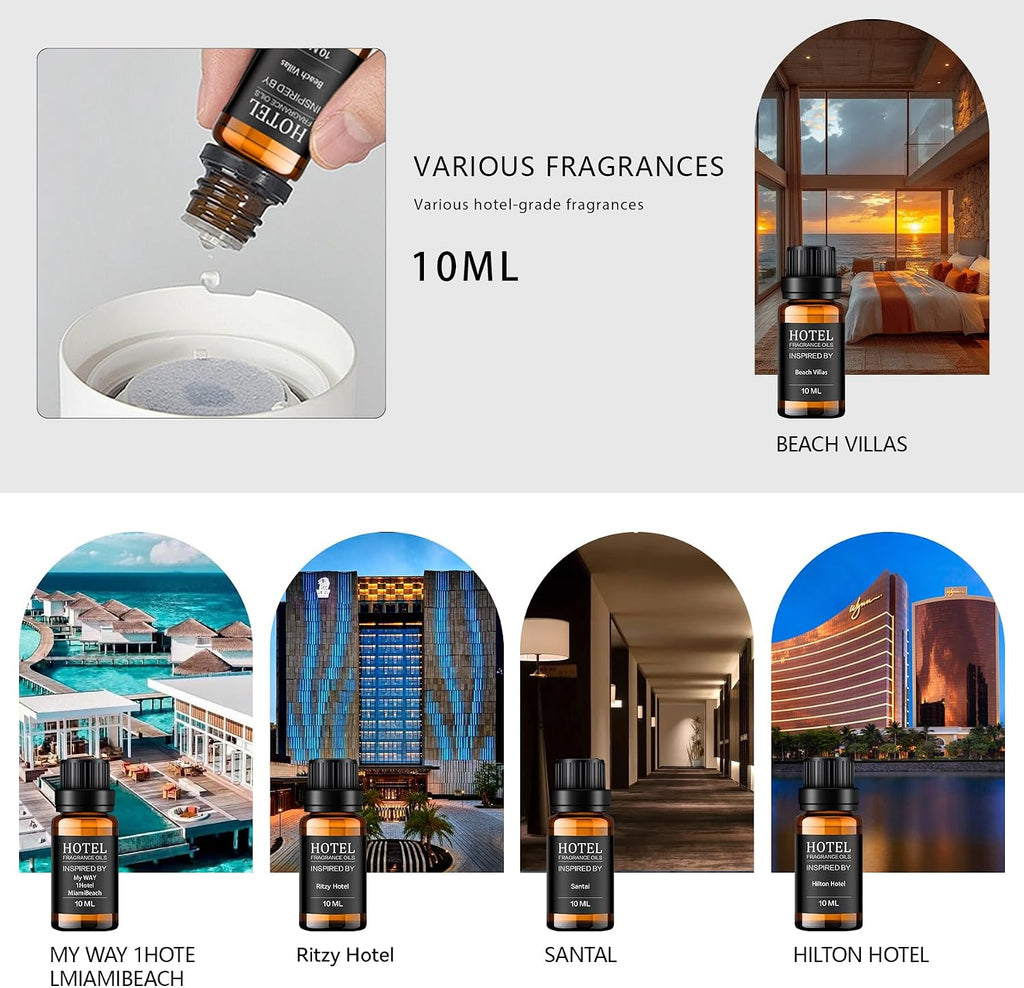 Hotel Collection Diffuser Essential Oil Gift Set,Hotel Scents,Stress Relief Air Freshening,My Way,The Beach Villas - Set of 10