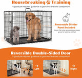 Large Dog Crate, 36 Inch Double Door Folding Metal Wire Dog Cage with Plastic Leak-Proof Pan Tray