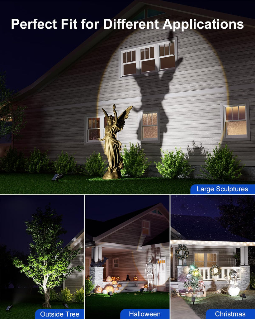 2 Pack Solar Powered Spot Lights Outdoor Waterproof Super Bright LED