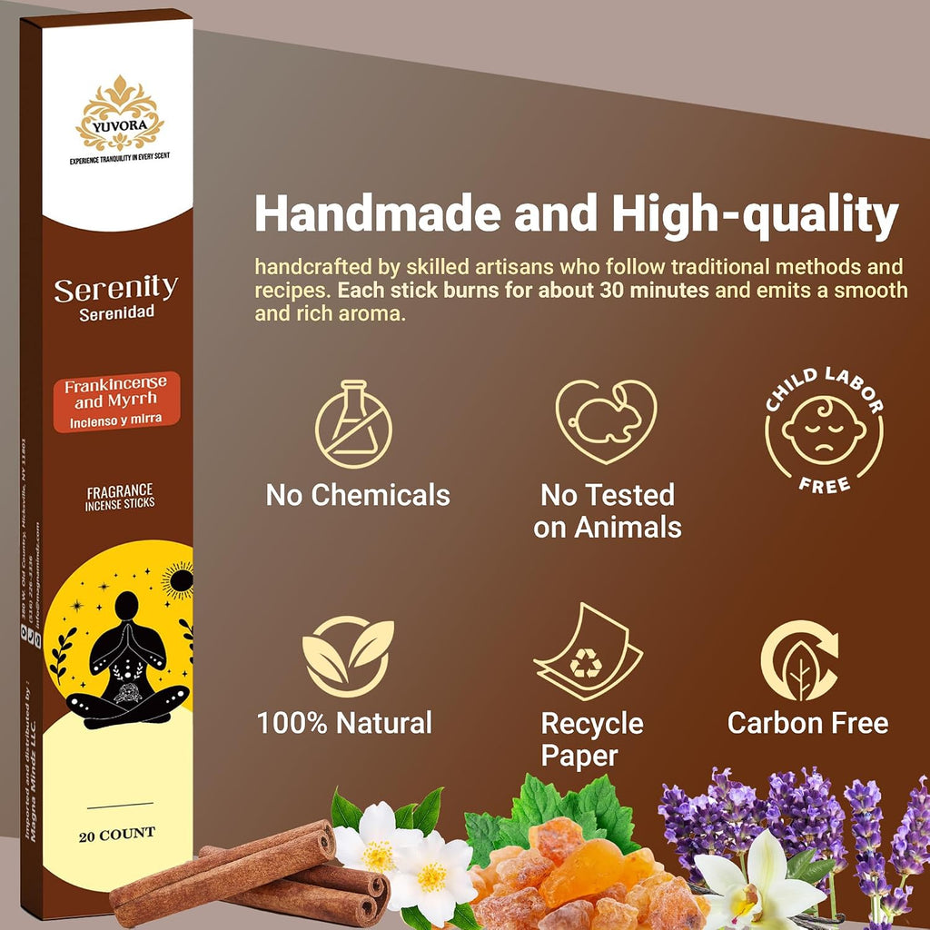 Aromatic Incense Sticks Gift Set - 120 Natural & Non-Toxic Incense Sticks | 6 Soothing Scents | Home, Meditation - Set of 120