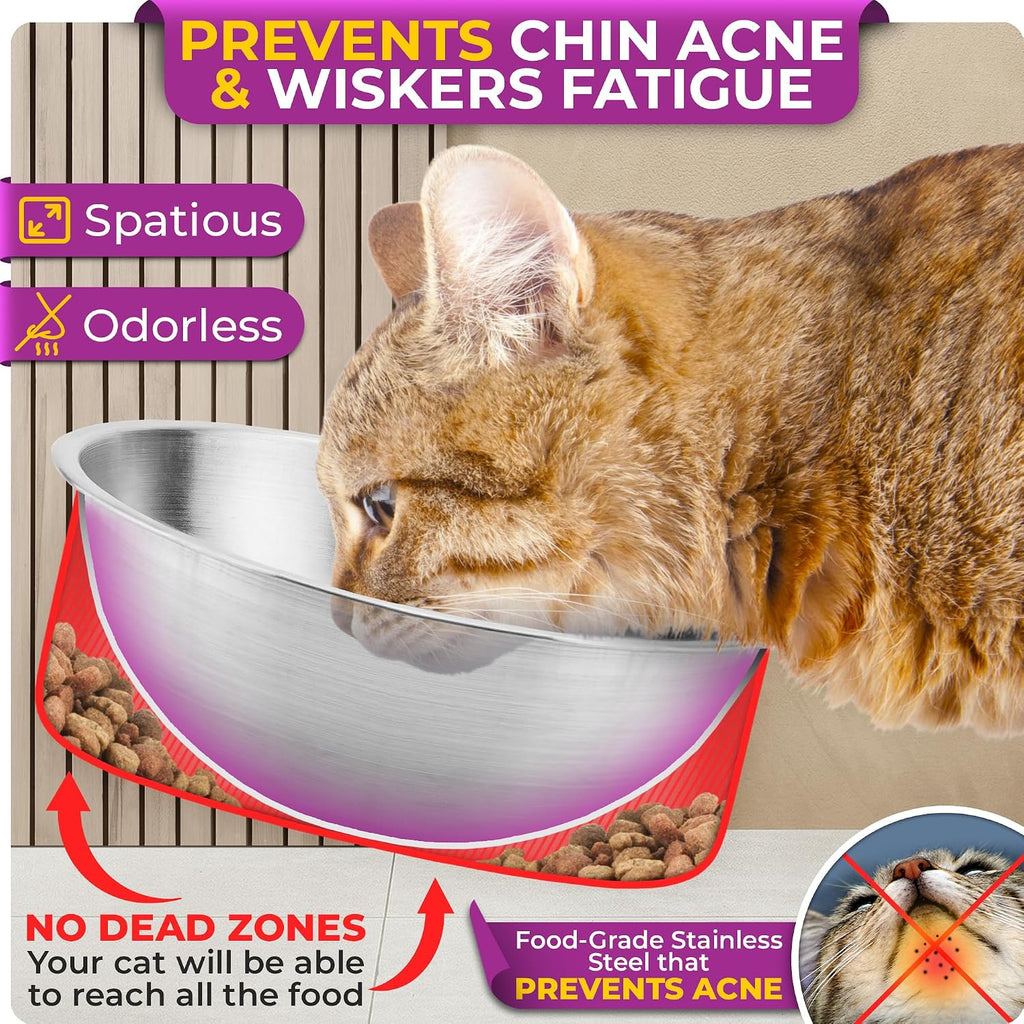 Raised cat Bowls for Indoor Cats by, Elevated cat Bowls, Tilted and Elevated Anti Vomiting Cat Dishes for Food