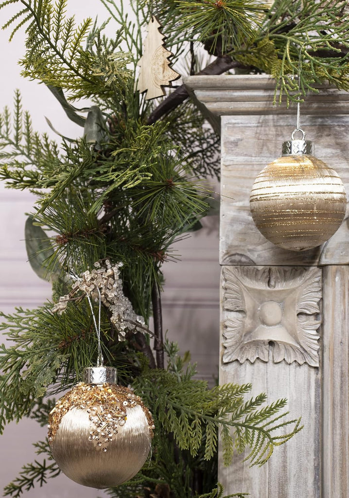 Satin Christmas Balls Ornaments, Silk Christmas Hanging Ball Decorations, 12Pcs 3.15" Luxury Vintage Christmas Tree