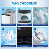 25LBS Portable Washing Machine, Full-Automatic Electric Laundry Machine with Stainless Steel Drum, Compact Washer and
