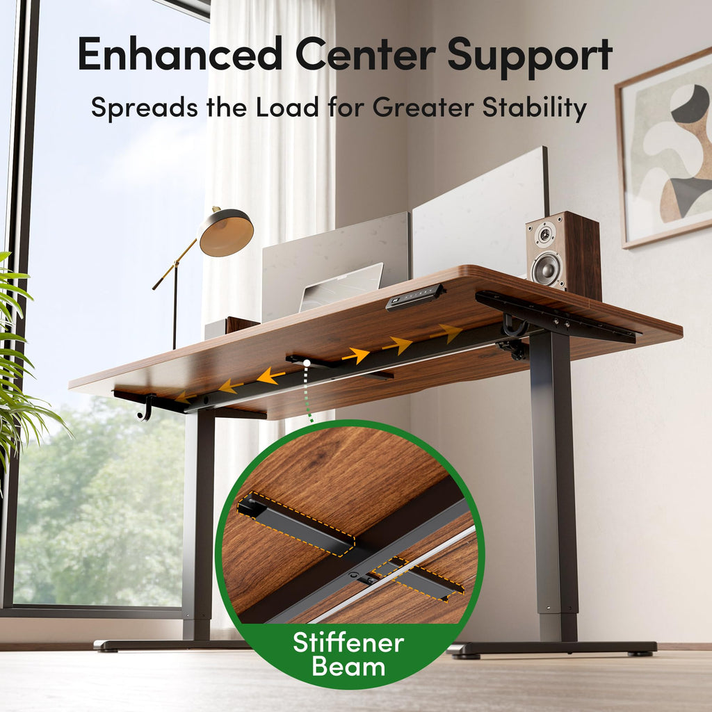 55 x 30 Large Electric Standing Desk Height Adjustable, Walnut