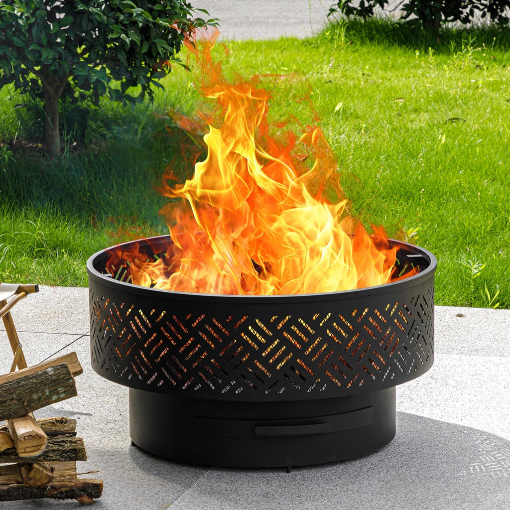 32 Inch Wood Burning Fire Pits with Grill & Lid
