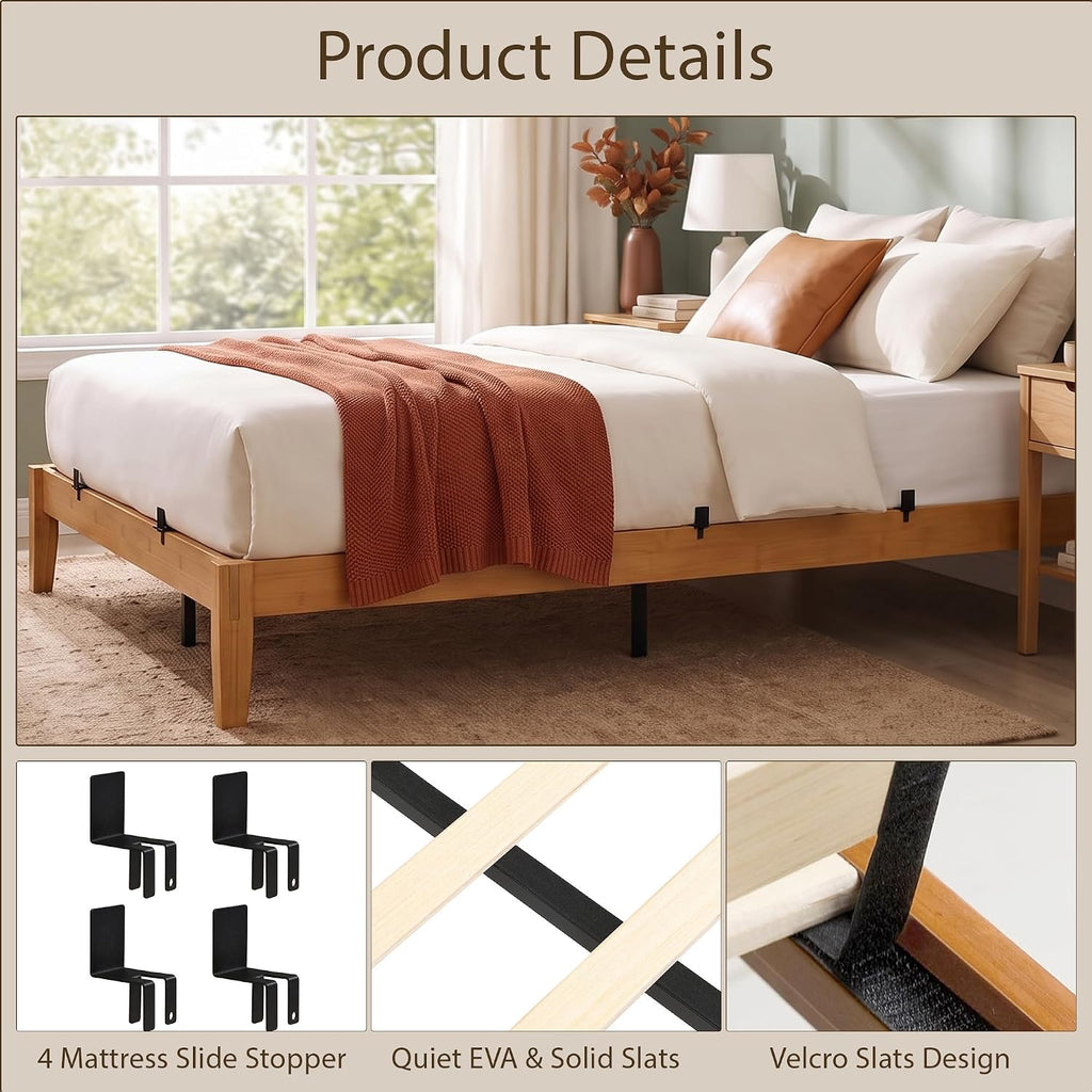 Bamboo Japanese Joinery Bed Frame, Platform Bed Frame