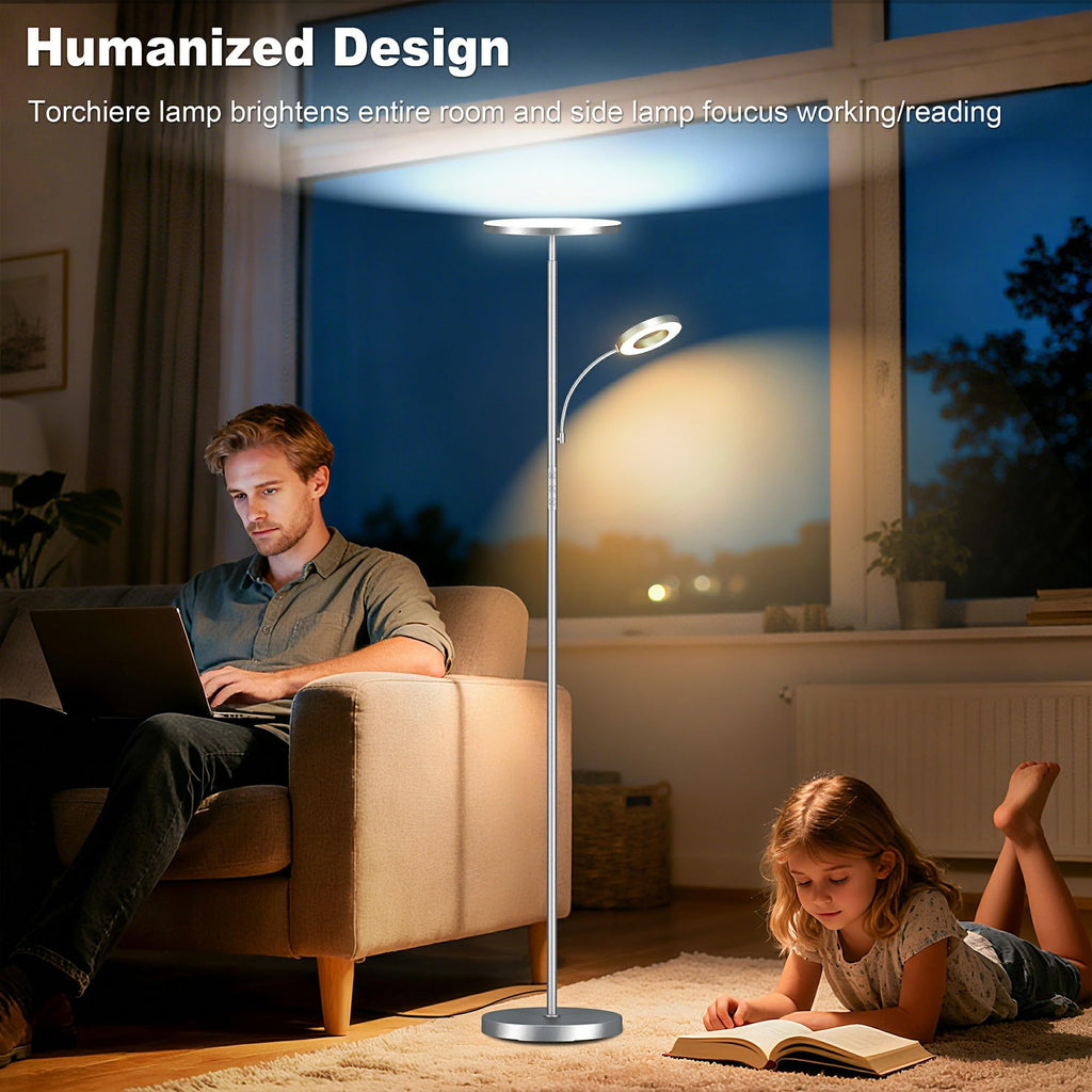 2026 Floor Lamp, 42W Torchiere LED Lamp, Stepless Dimming Floor Lamps with Remote Control, Color