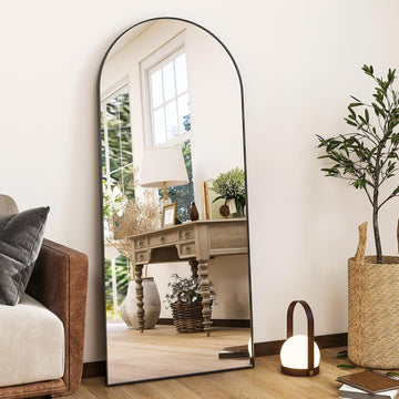 56"x21"Full Length Mirror Arch Floor Mirrors with Aluminum Alloy Frame Free-Standing Wall Mounted or Leaning Large