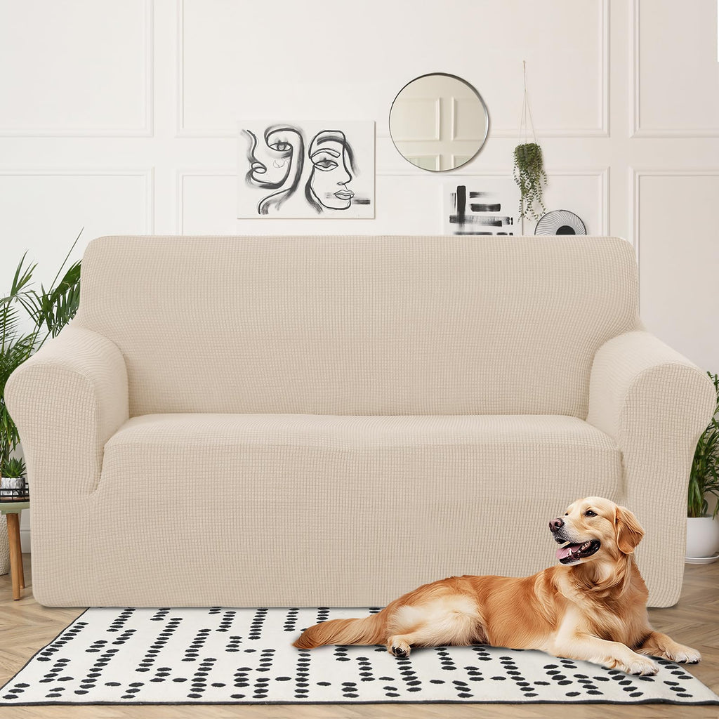 Oversized Stretch Loveseat Couch Cover, Beige