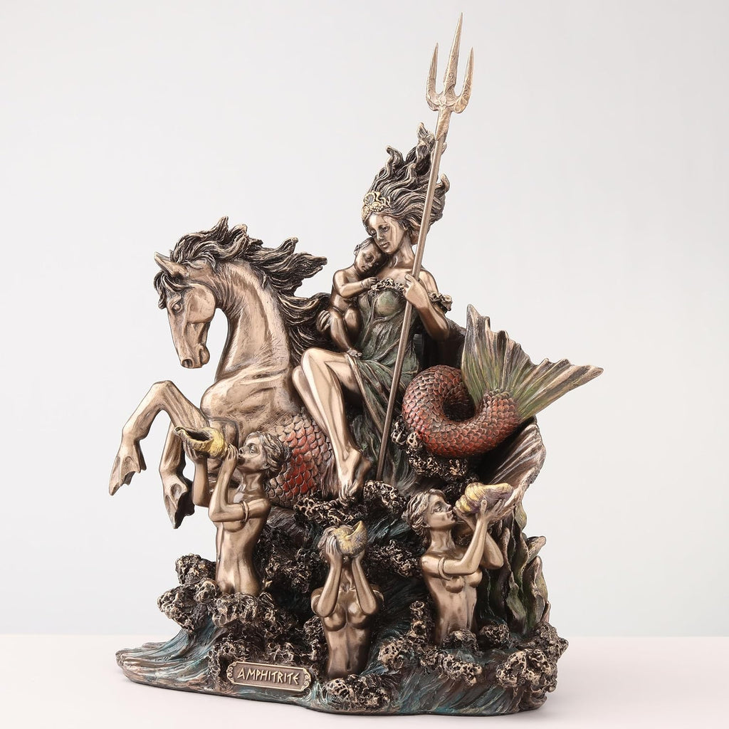 9 5/8 Inch Amphitrite The Greek Goddess of The Sea Cold Cast Resin Bronze Finish Sculpture