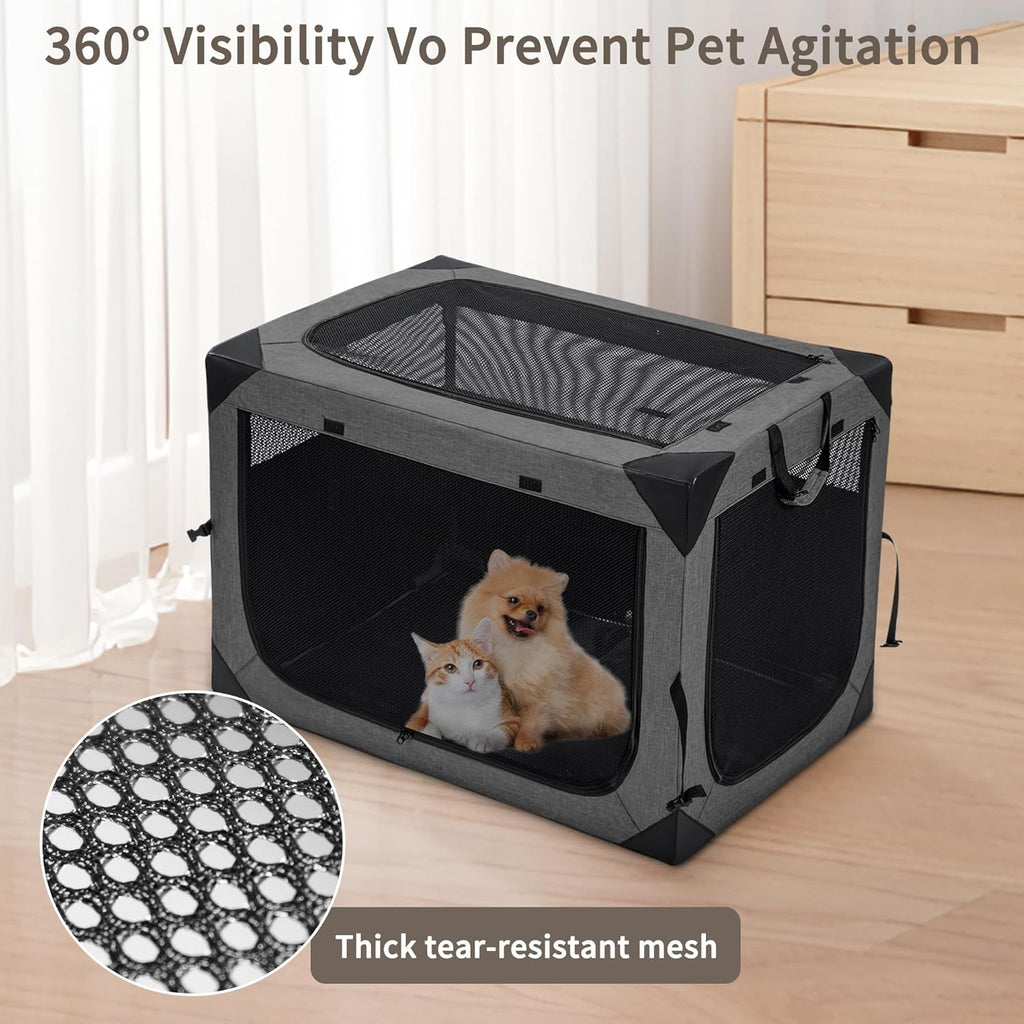 Dog Crates - 36 Inch Collapsible Soft Dog Crate, 3-Door Foldable Soft Kennel for Large Dogs