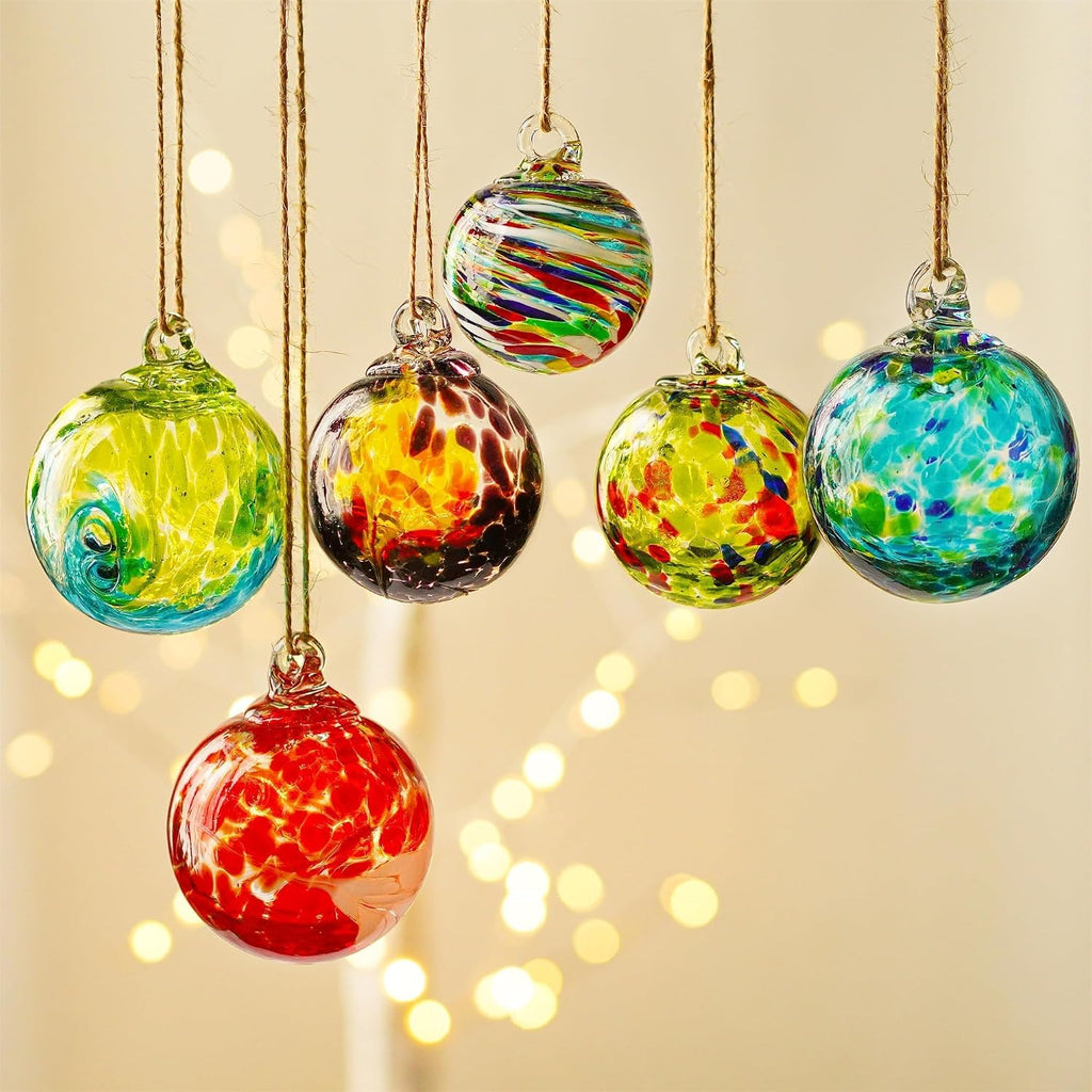 Hand-Blown Glass Ornament Balls 2.3'' Hanging Witches Ball Gazing Ball - Set of 6