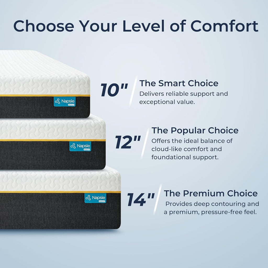 12 Inch Queen Mattress, Cooling Gel Memory Foam Mattress in a Box | Queen Size Mattress for Kids and Couple, Motion