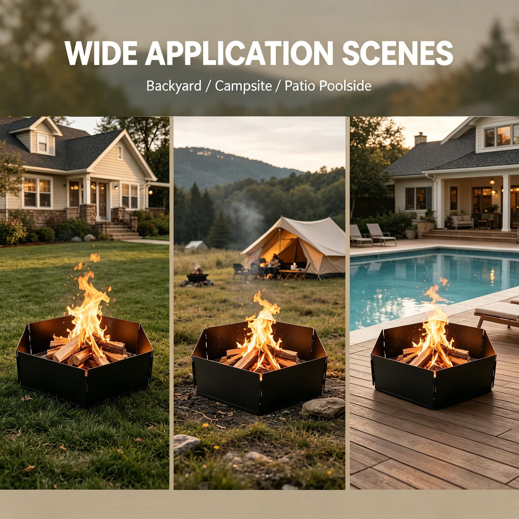 Collapsible Fire Pit Ring, 42 Inch Foldable Portable Detachable Fire Ring