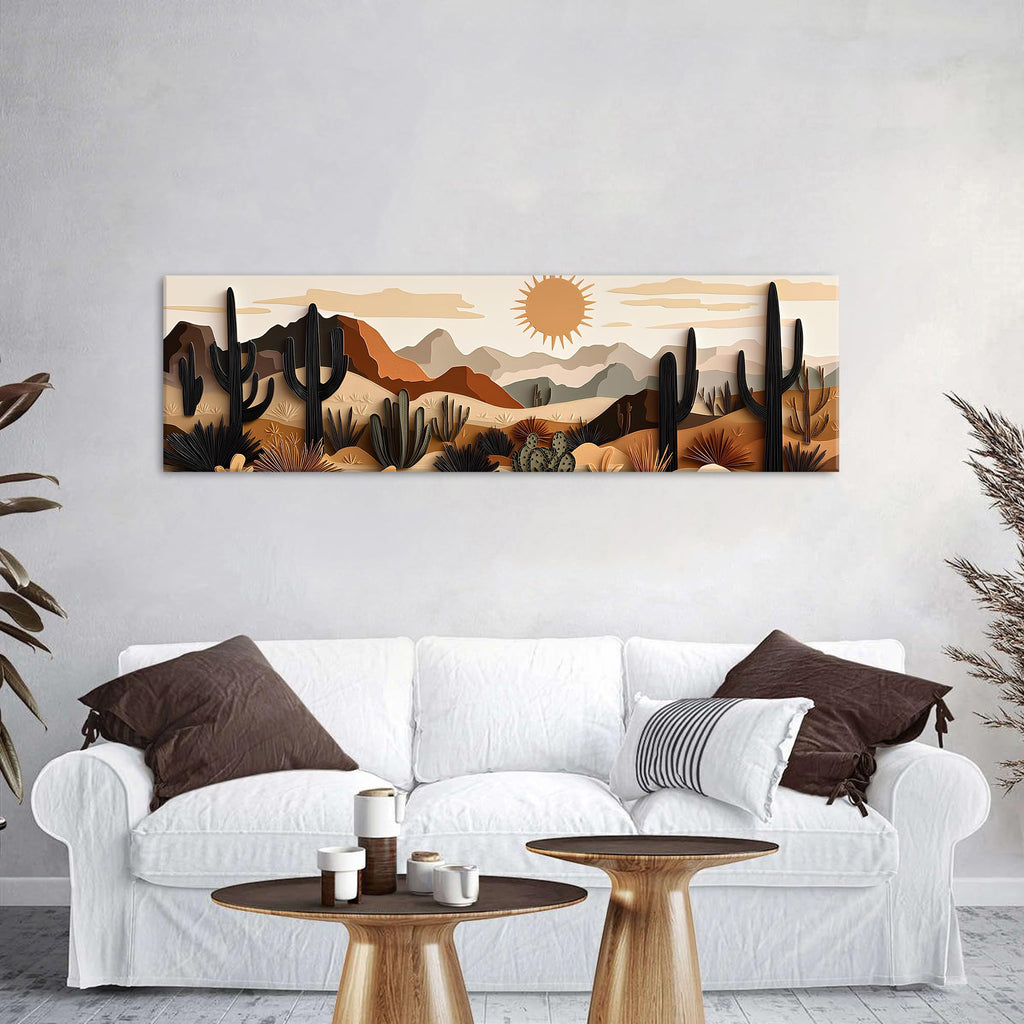 Cactus Wall Art Boho Desert Wall Decor Mid Century Modern Beige Minimalist Geometric Picture Abstract Mexican