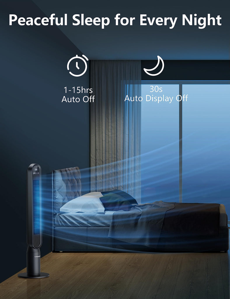 Tower Fan , 42 Inch Quiet Floor Fan with 135° Vertical 90°Oscillation Fans for Indoors, 4 Modes, 4 Speeds, 15H Timers