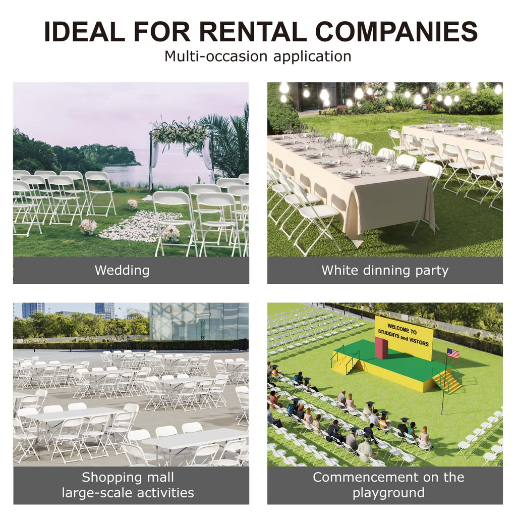 200 Pack White Folding Chairs Wedding School