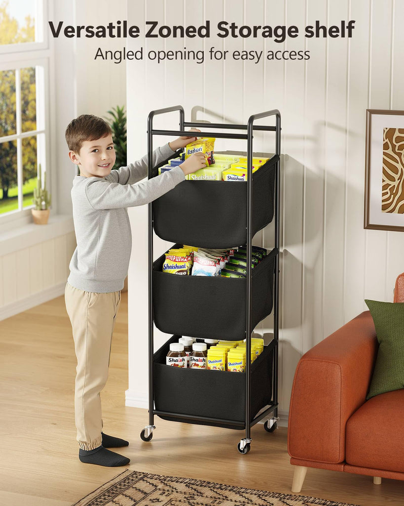 3 Section Laundry Sorter with Removable Bags, 120L Rolling Vertical Laundry Hamper, Stackable Laundry Baskets