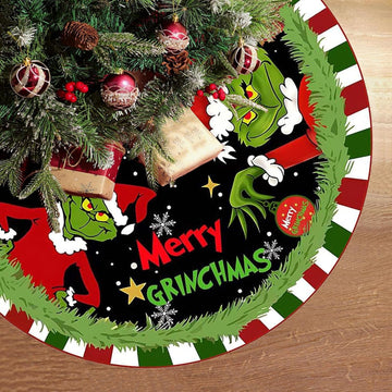 Christmas Tree Skirt, 60′′ Red and Green Funny Tree Skirt Christmas Decoration, Green Monster Tree Skirt, Christmas