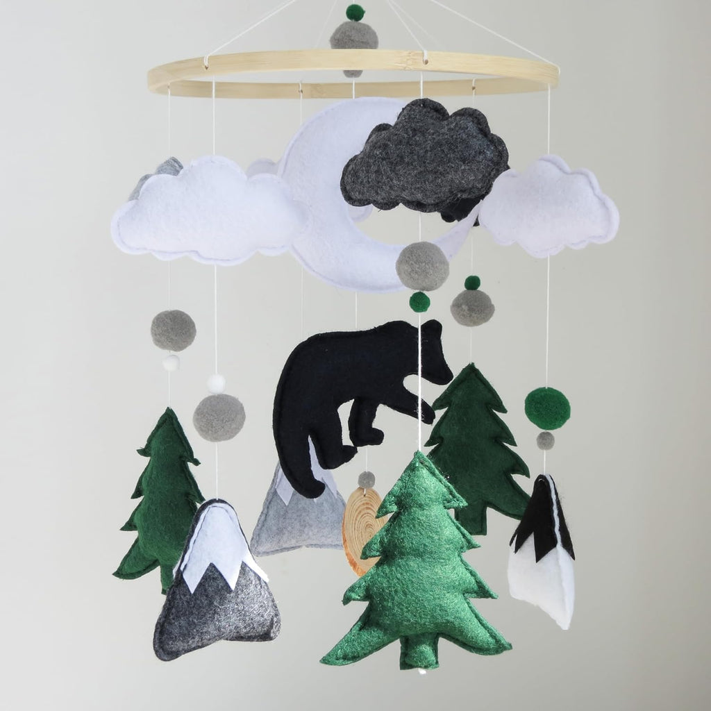 Woodland Mobile for Crib Bear Baby Mobile for Crib Woodland Crib Mobile for Boys Girls Forest Baby Nursery Mobile