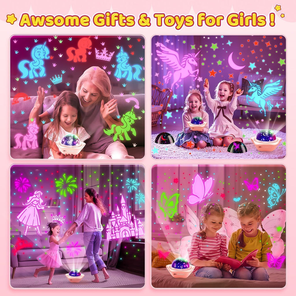 Unicorn Toys for Girls Age 4-6 Gifts, 6 Film Night Light Projector for Kids