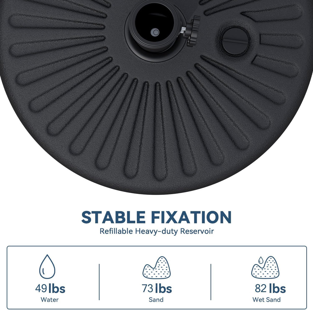 82lb Capacity Outdoor Umbrella Base Water Filled Stand, Patio Umbrella Base Stand