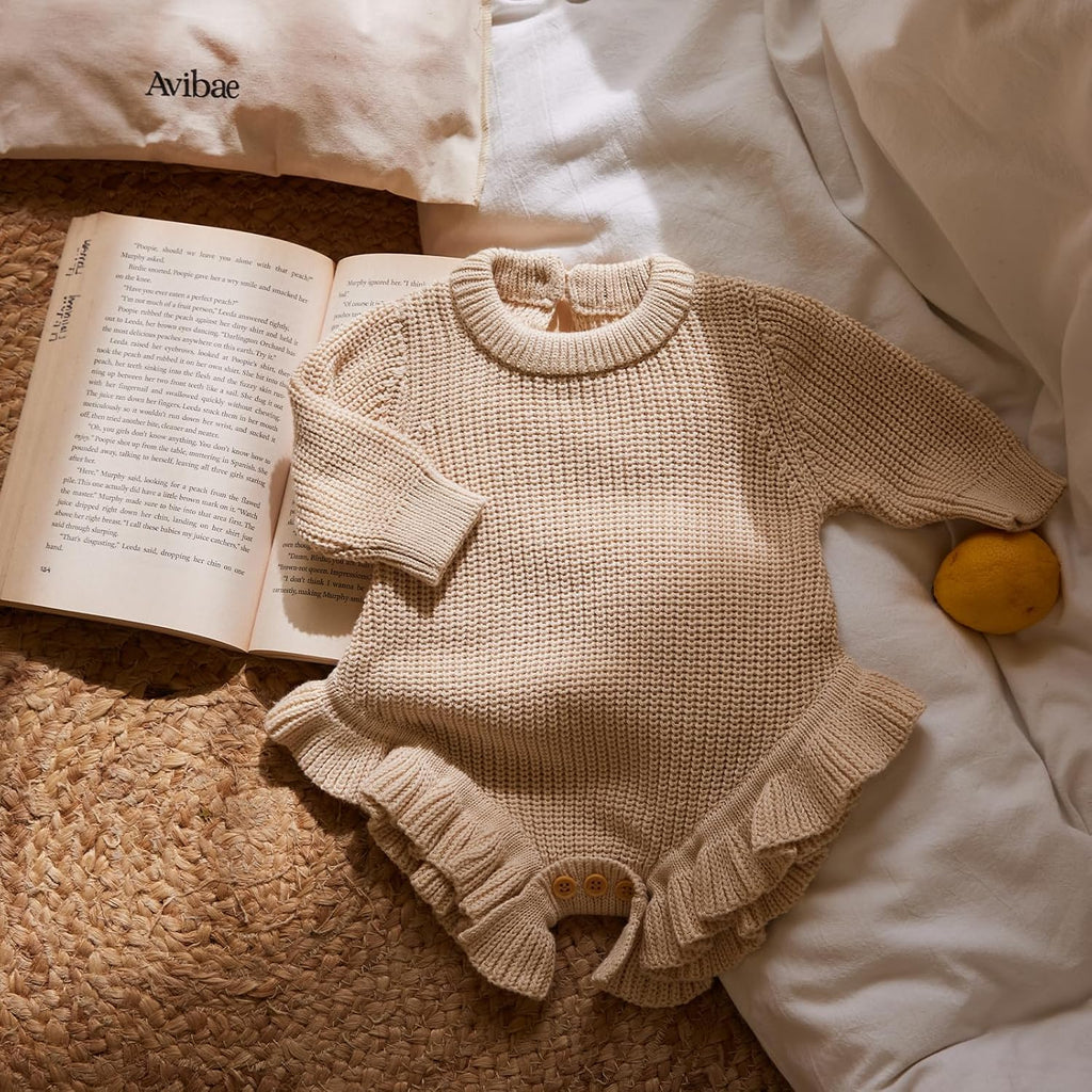 Cotton Newborn Set with Knit Sweater, Hair Band, Booties, Baby Girls