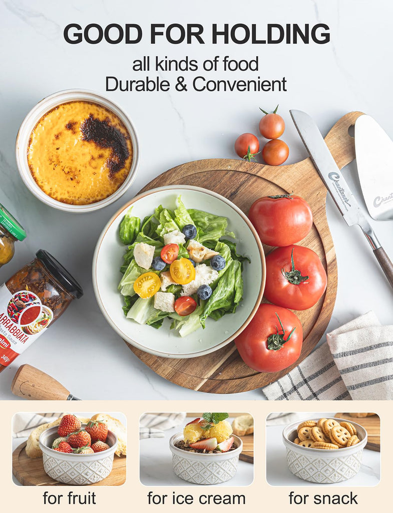 Ceramic Souffle Small Baking Dishes for Oven, 16oz Charcuterie Bowls Creme Brulee Set with Lids, Pudding Custard Cups