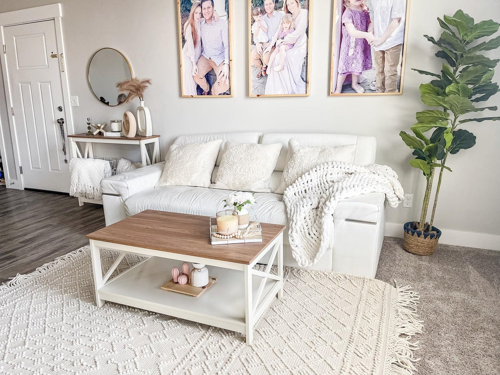 White Farmhouse Coffee Tables with Storage