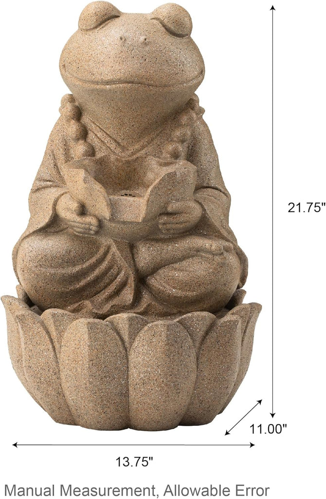 Outdoor Fountains and Waterfalls Zen-Style Frog Water Fountains with LED & Pump, Patio Water Fountain Yard Fountain 2