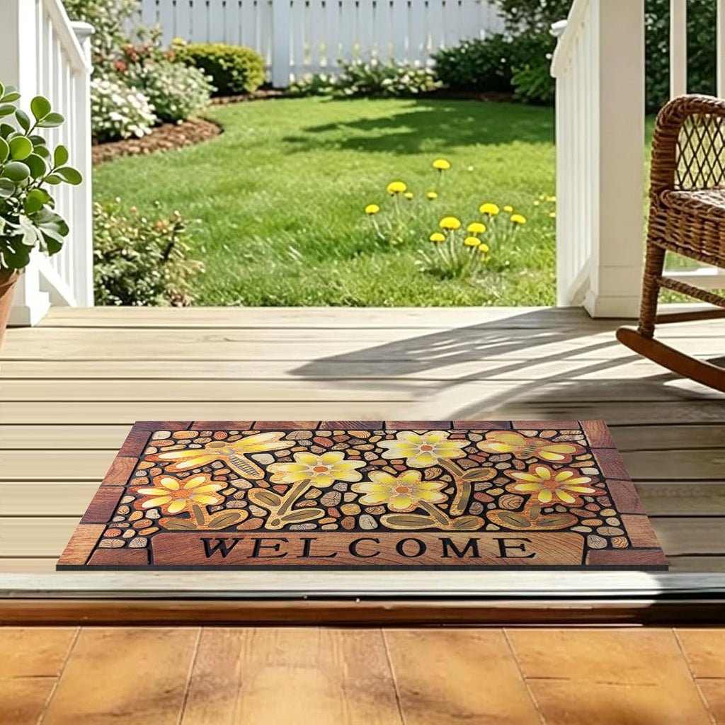 Welcome Mat Non Slip Rubber Back 24x36 Welcome Mats for Front Door | Large, Heavy Duty, Absorbs Moisture and Dirt