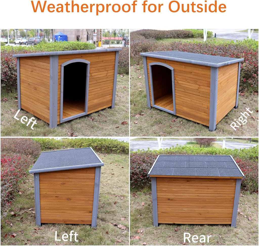 44.5" L Extra Large Dog House Outdoor Weatherproof Wooden Dog Kennel Dog Houses for Large Dogs Outside Indoor Dog