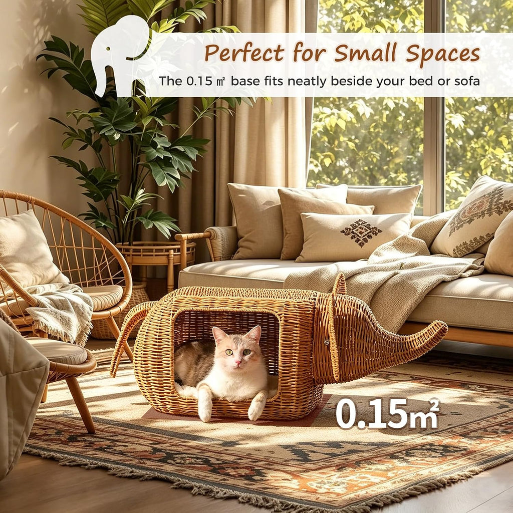 Elephant Cat Condo Bed, Woven Cat House