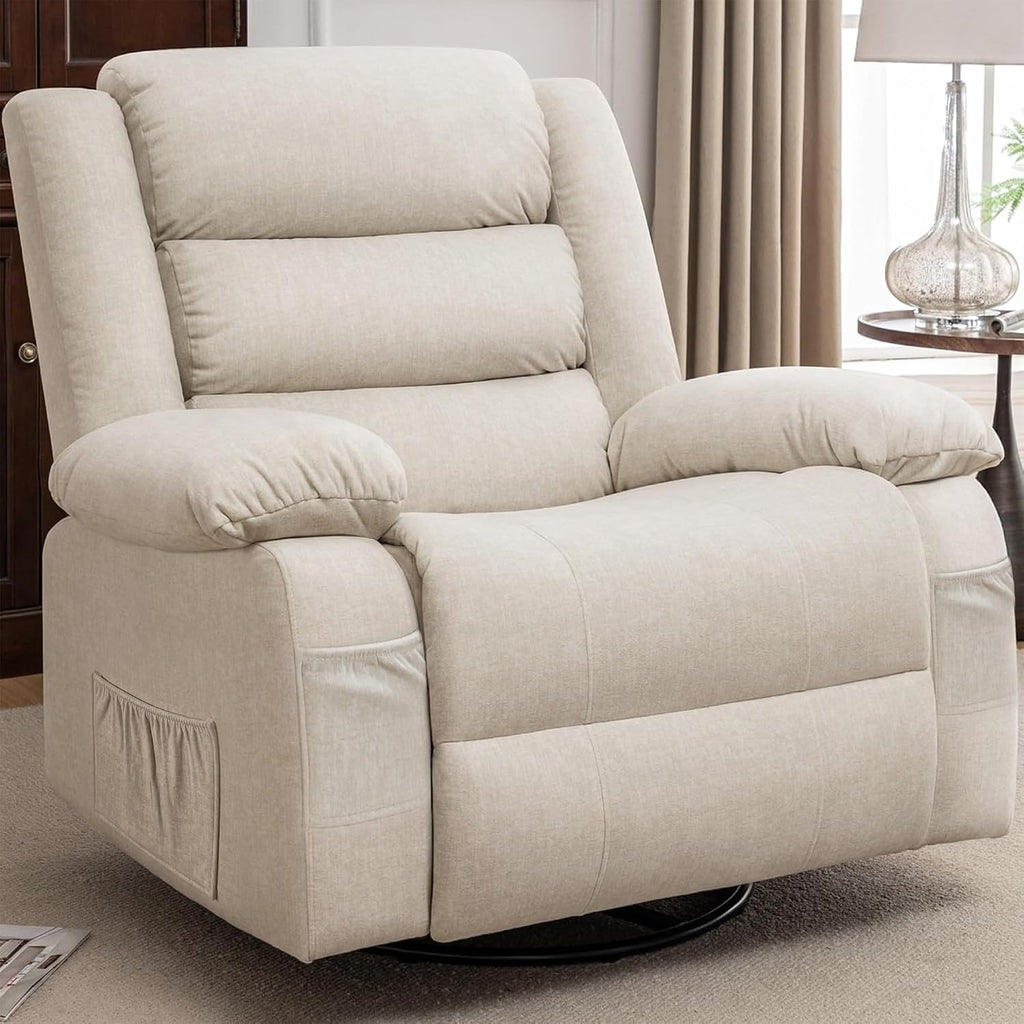 Oversized Recliner Chair, Extra Wide Rocking Chair with Massage and Heat, 360° Swivel Rocker Recliner for Adults