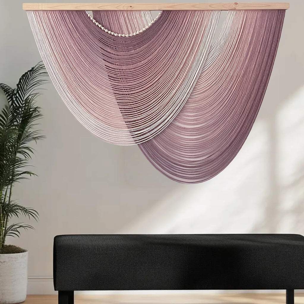 Large Macrame Wall Hanging tapestry Pink Brown Ombre-Dyed Wall Art 57"X39"