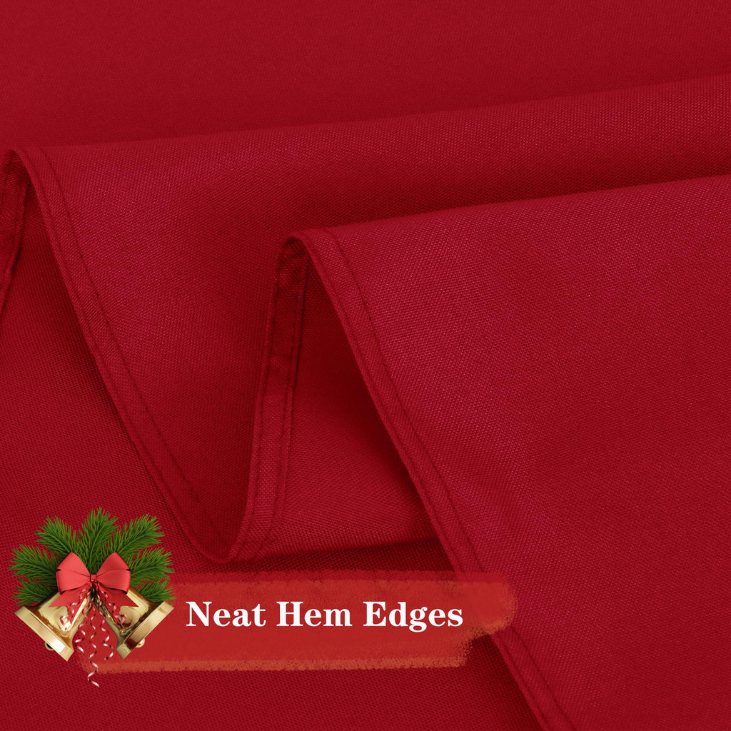 90 Inch Round Tablecloth Christmas Red, 6 Pack