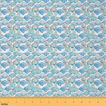 Seashell Conch Print Fabric By The Yard 1 Yard