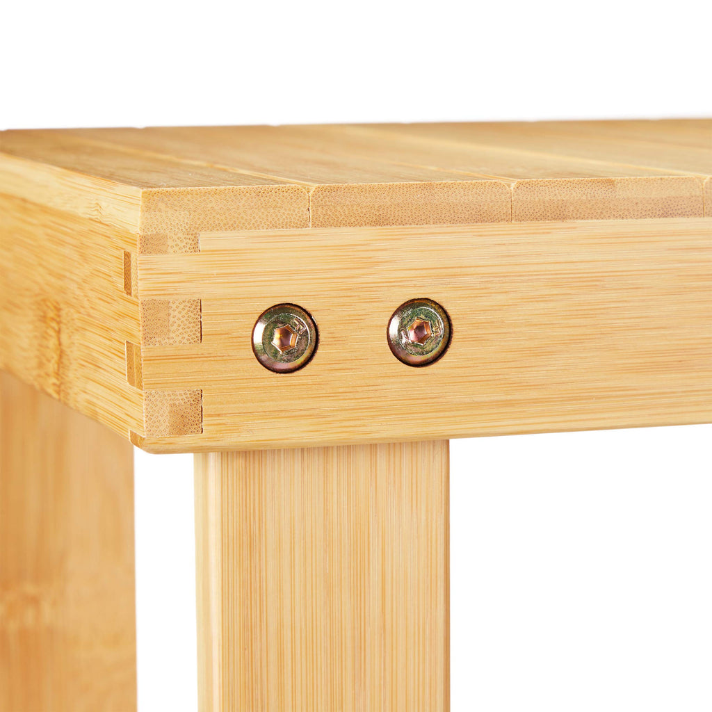 Bamboo Shoe Rack, Bench & 2 Shelves, Hallway Seat, Footwear Storage, Organiser, 45 x 70 x 28 cm, Natural