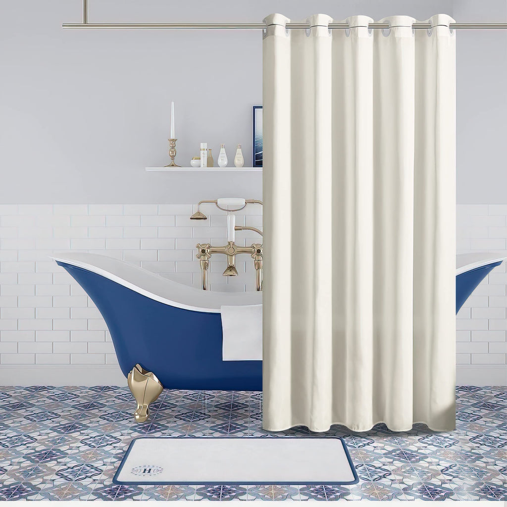 Stall No Hook Shower Curtain Farmhouse Boho Beige Waterproof 48x84