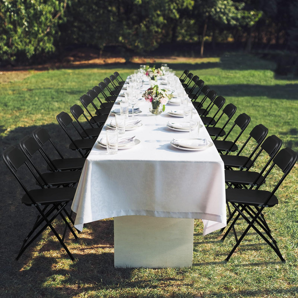 30 Pack Black Plastic Folding Chairs, Portable Party Chairs, Stackable Commercial Seats with Steel Frame Wedding