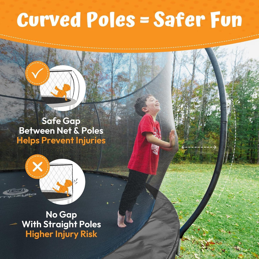 Trampoline with Net for Kids 8FT 10FT 12FT 14FT 15FT 16FT | ASTM-compliant trampoline with enclosure, non-slip