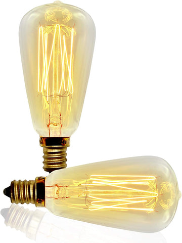 Vintage Retro Edison Bulb, ST38, 40w, E12 Base (Small), 2-Pack
