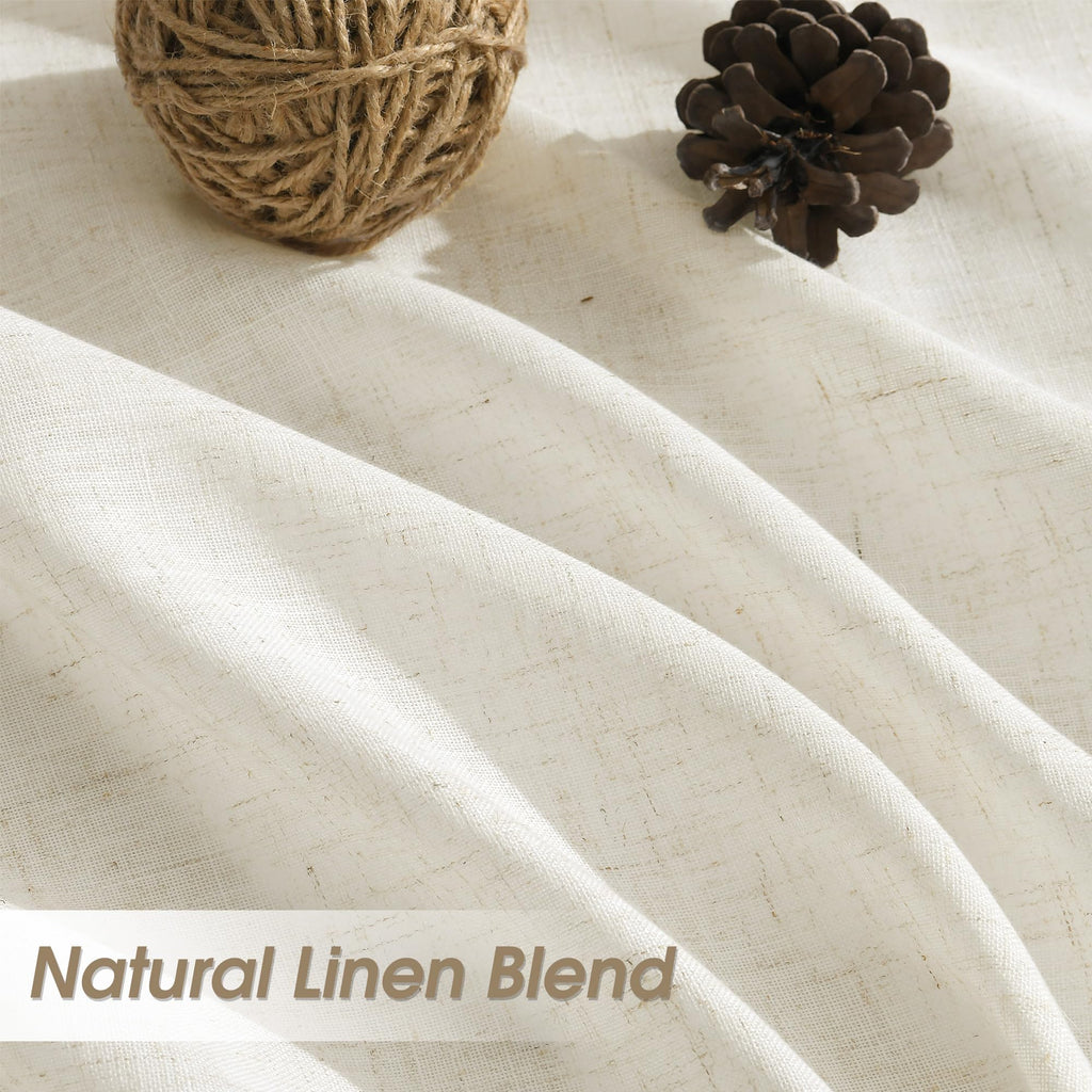 Extra Long Linen Curtains 120 Inch 10FT Hook Belt Cream 2 Panels