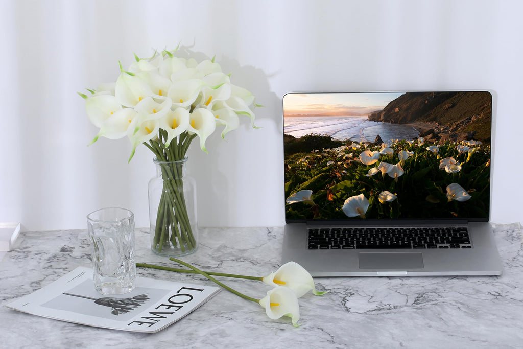 24 Pcs Fake Flowers White Artificial Calla Lily