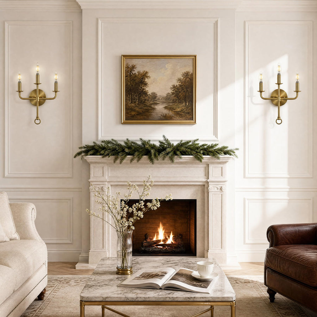 Gold Wall Sconce, Brass Candle Wall Light