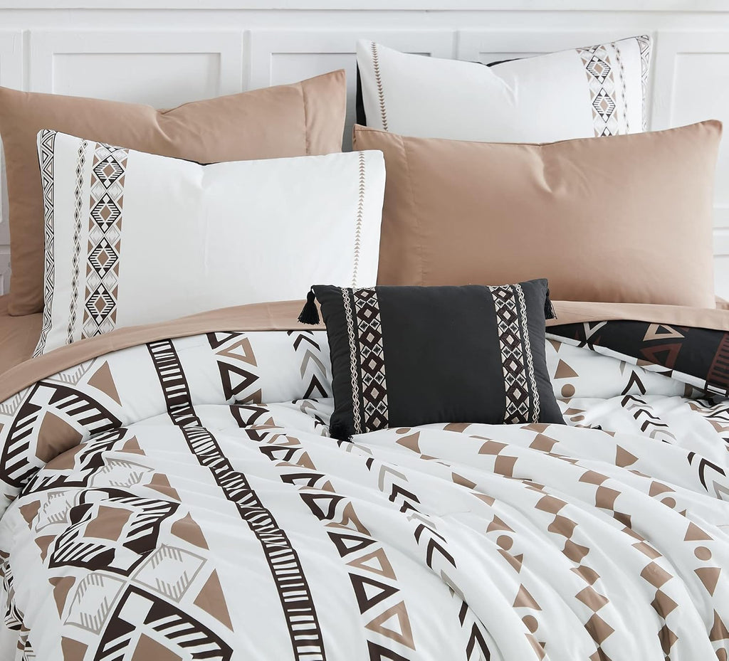 Geniospin King Comforter Set- 7 Pieces Boho Bed in a Bag, Western Bedding Set for All Seasons