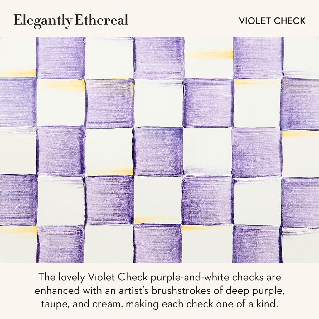 Enamel Canister, Mini, Purple-and-White Violet Check