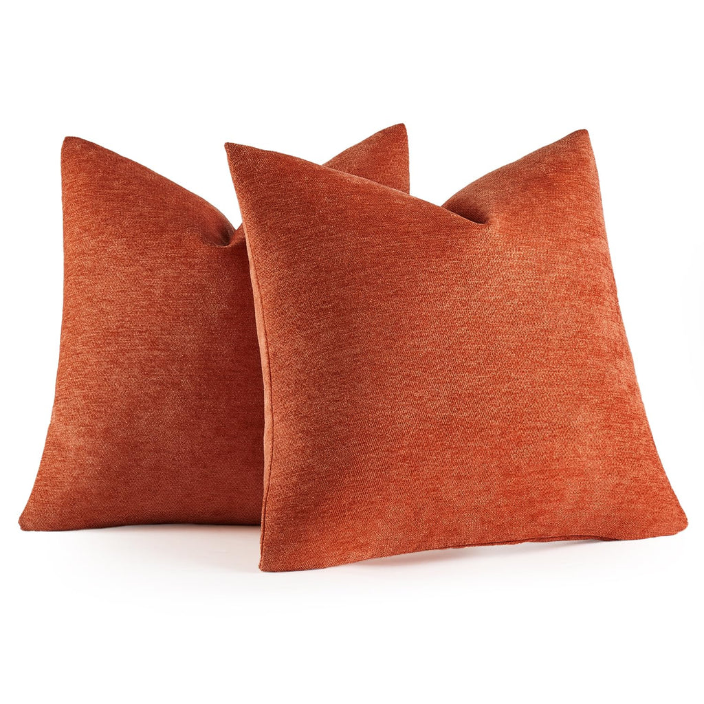 Pack of 2 Burnt Orange Decorative Fall Pillow Covers 20x20 Inch